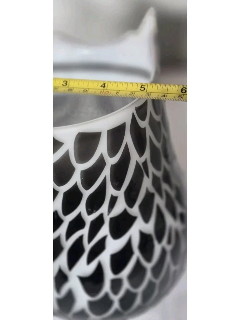Murano Style Black White Owl Art Glass Vase Cased Glass Big Eye Design